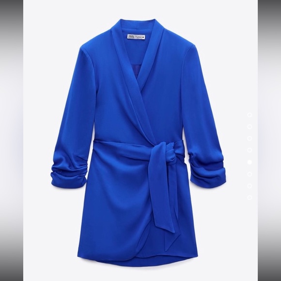 Blue Wrap Front Blazer Dress - Picture 3 of 4